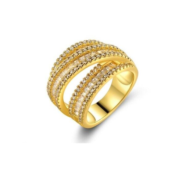 18K Gold Plated Cubic Zirconia Entwined Ring 7 - Picture 2 of 3